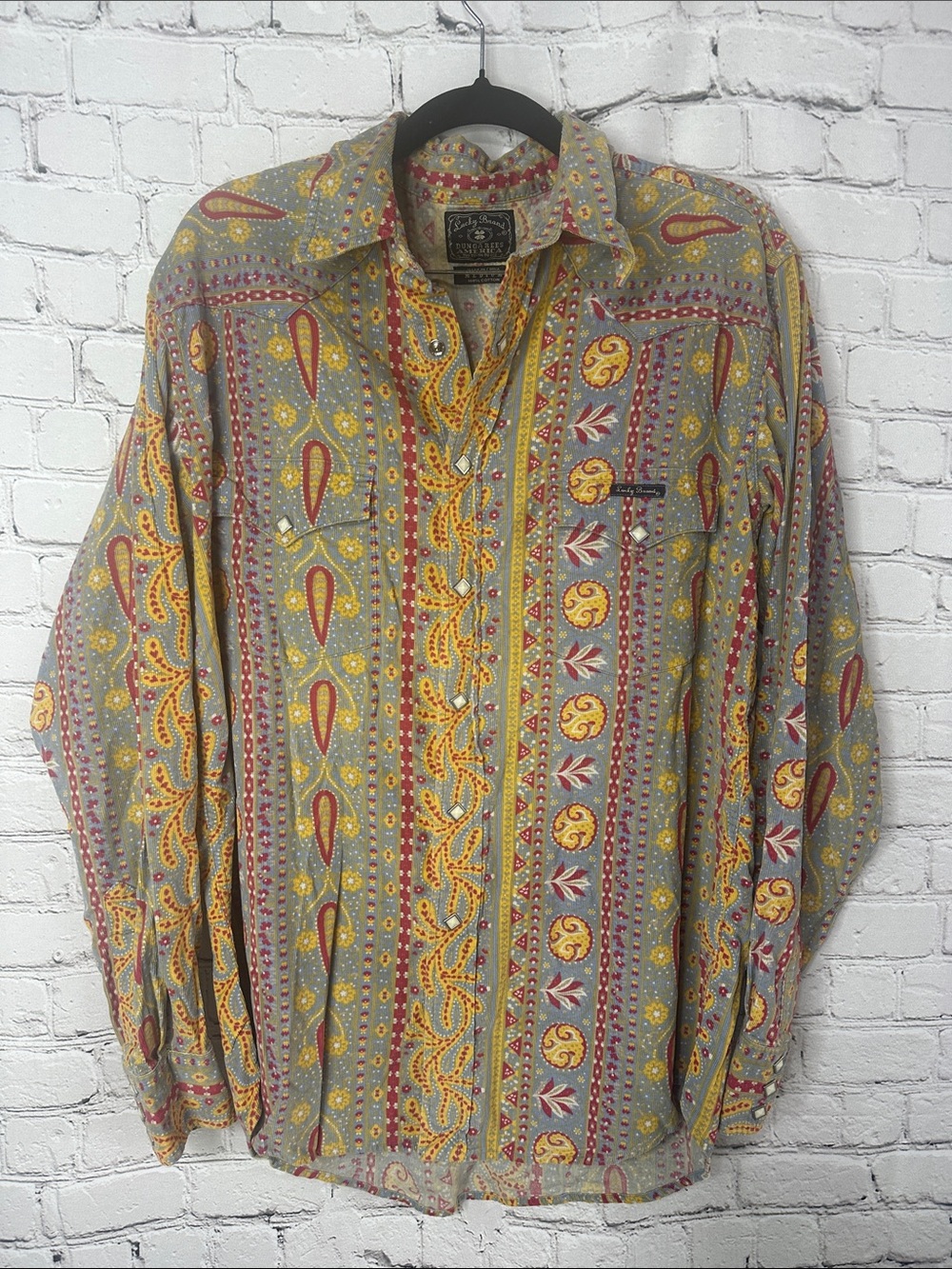 Lucky Brand Men’s M Paisley Corduroy Western Snap Shirt